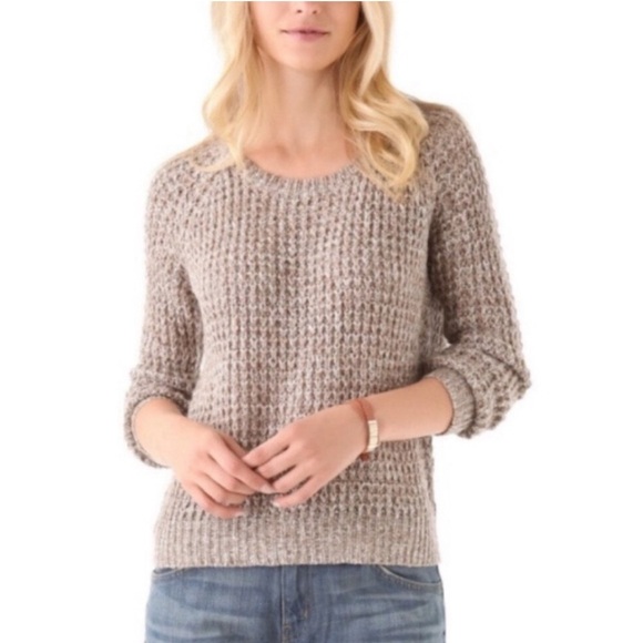 Joie Tan Alessa Sweater Loose Knit Crew Neck Brown Small Quiet Luxury Boho Chic - Picture 1 of 10